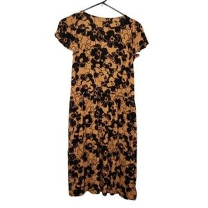 Lularoe Dress Floral Cap Sleeve Pockets Orange Black V Neck Size